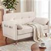 YOUDENOVA Divano 2 Posti, Piccolo Divano con Braccioli Morbidi e Tasca Laterale, Mini Divano per Soggiorno, Appartamento, Ufficio, Montaggio Facile, 145×75×85 cm, Chenille Beige