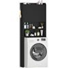 Hzuaneri Mobile lavatrice,24 x 65 x 185cm,2 rip. apert., rip. regol., Nero