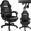 tectake® Sedia da Ufficio Comodo, Ergonomica, Girevole a 360°, Sedia Gaming con Cuscino Lombare, Poggiatesta, Sedia Scrivania Reclinabile, Altezza Regolabile - Nero/Nero