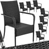 tectake® Set di 8 Sedie in Rattan, Impilabile, Rattan Resistente alle Intemperie, Schienale Alto, Struttura in Acciaio, Set Sedie Sala da Pranzo 8, Comfort e Stabilità per Interni ed Esterni, Nero