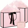 AMFUN 2 sacchetti regalo di carta rosa medio, con 4 involucri e 2 biglietti, sacchetti regalo con manici, sacchetti di carta rosa per donne, San Valentino, ragazze, damigella d'onore, compleanno