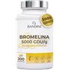 Bandini® Bromelina Forte 5000 GDU/g Gastroprotetta 200 Compresse, Enzima Digestivo, Estratto di Ananas, Bromelina Strong, Pura, Alto Dosaggio, Maggior Assorbimento, 100% Vegano