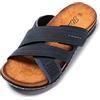 JOMIX Ciabatte Uomo Estive Eco-Pelle Cuoio Eleganti Pantofole Casa Mare Spiaggia Piscina SU8717-3 (Blu Navy, 40)