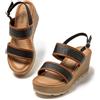 JOMIX Sandali Estive Spessi da Donna Scarpe da Spiaggia Comode e Traspiranti Tacco a Zeppa Antiscivolo e Stabile Adatto per Passeggiate Casual o Vacanze al Mare WWS250242-3 (Blu,39)