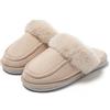 JOMIX Ciabatte Donna Invernali con Pelo Pantofole Ragazze Pelose Calde Imbottite Memory From Comode Morbide da Casa Camera MD9653 Beige, 38