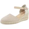 JOMIX Sandali Espadrillas Donna con Zeppa Scarpe Estive Punta Chiusa in Vera Pelle Cinturino Regolabile Eleganti e Comode ES2506 Beige 36