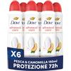 Dove Deodorante Spray Advanced Care Go Fresh Pesca, con Formula Idratante e Delicata sulla Pelle, Senza Alcol, Pelle Asciutta Fino a 72 Ore, Deodorante Uomo e Donna, 6 Pezzi da 150ml
