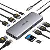 MOKiN USB C Docking Station Dual Monitor,12 in 1 Triple Display USB C Hub with 2 HDMI, DisplayPort, 100W PD, 4 USB,Gigabit Ethernet,SD/TF,Audio Port,USB C Hub Multiport Adapter for HP/Dell/Lenovo