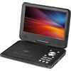 Trevi PDX 1409 S2 Lettore DVD Portatile 9" con Schermo Rotante, USB/SD, Gamepad e CD con Videogiochi Inclusi, Tripla Alimentazione, Ideale per Auto o in Viaggio