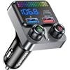 GizmoVine Trasmettitore FM per Auto, 48W Adattatore Bluetooth 5.4, 3 Porte Ricarica (PD 30W + QC3.0 18W), Musica Wireless, Basso Profondo, Chiamate Hands-Free, Assistente Vocale