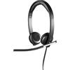 Logitech H650e Cuffie Cablate, Stereo Con Microfono a Cancellazione di Rumore, USB, ‎Controlli in Linea, Indicatore LED, Compatibili con PC/Mac/Laptop, Nero