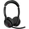 Jabra Evolve2 55 Cuffie Wireless Stereo con base di ricarica, Dongle USB-C, Tutte le piattaforme, Stereo, Supporto incluso
