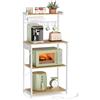 VASAGLE Scaffale da Cucina con Presa Elettrica, Bar Caffèa 4 Ripiani con Uno Regolabile, Supporto per Microonde, Porta Carta da Cucina, 40 x 60 x 140 cm, Rovere Dorato e Bianco Nuvola KKS014Y02