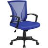 Yaheetech Sedia da Scrivania Ufficio Altezza Regolabile con Braccioli Girevole a Rotelle Ergonomica Lombare Reclinabile in Rete Traspirante Blu Portata 136 kg