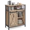 VASAGLE Credenza, Mobile da Cucina, Armadietto Organizzatore, con un'Anta Scorrevole, 30 x 70 x 80 cm, Ripiani Regolabili, Stile Country, per Soggiorno, Marrone Cammello e Nero Inchiostro LSC089B50