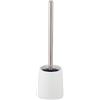 WENKO Scopino WC Mod Sortino autoportante in silicone autopulente con manico in acciaio inox, testina nera intercambiabile Ø 7,5 cm, dimensioni Ø 10,5 x 37 cm, bianco
