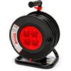 Velamp Prolunga Elettrica con Avvolgicavo 25mt - 4 Prese Polivalenti (Schuko + 10/16A) - Spina Grande 16A - Interruttore di Protezione - Cavo elettrico multipolare 3G Sezione 1,5 mm²