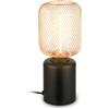 BRILONER - Lampada da tavolo con rete metallica, interruttore a cavo, attacco E27, lampada da comodino, lampada da scrivania, lampada comodino camera da letto, 10 x 25 cm, oro rosa