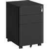 SONGMICS Cassettiera da Ufficio in Acciaio, Preassemblata, Mobile con Cassetti e Ruote, 50 x 39 x 59 cm, Nero Opaco, Organizer Documenti sotto Scrivania, Collezione BEREND OFC032B101