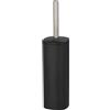 WENKO Piantana set WC Alassio portascopino chiuso, incluso scopino, ciuffo sostituibile 8.5 cm di colore nero, in acciaio inox satinato resistente contro la ruggine, 9.3 x 39.2 x 9.3 cm, nero opaco