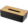 Wenko Scatola Portasalviettine per Salviettine O Fazzoletti, Contenitore di Plastica con Coperchio di Bambù, Estrazione Semplice, per Confezioni di Cartone Standard, 24 X 7,5 X 12,7Cm, Nero/Naturale