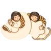 THUN Coppia angeli da parete con luna e stella in ceramica - Ceramica - 18,9x11x3,7 cm