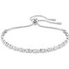 Swarovski Matrix Bracciale Tennis, Gioiello Versatile con Zirconia Trasparenti, Pietre a Tagli Arrotondati Misti, Chiusura a Scorrimento, Placcatura in Tonalità Rodio, 24 cm, 0,2 cm