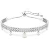 Swarovski Ariana Grande x Braccialetto, Gioiello con Zirconia Trasparenti e Crystal Pearls, Taglio Round, Chiusura a Scorrimento, Placcatura in Tonalitŕ Rodio, 13-24 cm, 1,5 cm
