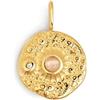 SINGULARU - Charm Planet Mars. Acciaio con Finitura Placcata Oro 18 Kt. Pendente con Motivo Medaglione e Dettagli in Zirconi. Chiusura con Gancio. Gioielli da Donna