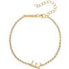 SINGULARU - Bracciale Single Letter. Argento Sterling con Finitura Placcata Oro 18Kt. Catena Elegante con Motivo Iniziale. Gioielli da Donna. Lettera E