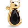 SINGULARU - Orecchino Singolo Cat Black. Argento Sterling 925 con Finitura in Oro 18Kt. Combinabile con Zircone Nero. Gioielli per Donna