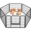 Yaheetech Recinto per Cani 6 Pezzi 80 x 60 cm Cuccioli Conigli da Interno Esterno Giardino Rete Recinzione in Ferro Metallo Nero