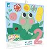 Janod 72 Grosses Gommettes Rondes Adaptées aux Petites Mains, Dès 2 Ans, 4 Tableaux à remplir, Stickers Ronds, Kit Loisir Créatif Enfant, Apprentissage Motricité Fine et Concentration, J09159