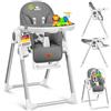 KIDIZ® 3 in 1 Seggiolone Seggiolone per bambini con barra dei giochi, Lettino per bambini, Seggiolone combinato Seggiolone per bambini, Schienale regolabile in 7 diverse altezze, grigio scuro