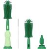 Vicloon Spazzola per Biberon, 3 in 1 Spazzola per la Pulizia di Biberon e Ciuccio, Scovolino in Silicone per la Pulizia, Tettarella, Cannucce, Verde Oliva