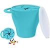 Vicloon Tazza per Spuntino, 350ML Contenitore Porta Snack in Silicone senza BPA, Feeding Cup con Maniglia, Contenitore Porta Snack per la Merenda Anti Rovesciamento con Copertura di Petali, Blu