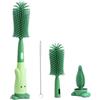 Vicloon Spazzola per Biberon, 3 in 1 Spazzola per la Pulizia di Ciuccio, Scovolino in Silicone per la Pulizia Biberon, Tettarella, Cannucce, Verde
