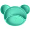 Vicloon Piatto per Bambini in Silicone, Piatto Svezzamento con 4 Aree, Piatto con Ventosa per Bambini, Piastra di Alimentazione per Neonati, Lavabile in Lavastoviglie, Verde Orso