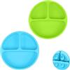 Vicloon Piatto con Ventosa per Bambini in Silicone, 2 Set Piatti Bambini Pappa Svezzamento Piatto con 2 Cucchiaio e 2 Forchetta, Piastra di Alimentazione per Neonati, Lavabile in Lavastoviglie(2pcs)