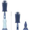 Vicloon Spazzola per Biberon, 3 in 1 Spazzola per la Pulizia di Biberon e Ciuccio, Scovolino in Silicone per la Pulizia, Tettarella, Cannucce, Blu Roccia