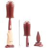 Vicloon Spazzola per Biberon, 3 in 1 Spazzola per la Pulizia di Ciuccio, Scovolino in Silicone per la Pulizia Biberon, Tettarella, Cannucce, Rosso