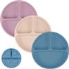 Vicloon Piatto con Ventosa per Bambini in Silicone, 3 Set Piatti Bambini Pappa Svezzamento Piatto, Piastra di Alimentazione per Neonati, Lavabile in Lavastoviglie