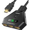 VWRHar Switch HDMI 4K, Sdoppiatore HDMI Alluminio HDMI Splitter 3 In 1 Uscita con Telecomando, Switch Supporta 4K 3D 1080P Full HD HDCP per PS5/PS4/ PS3/HDTV/Xbox/Blu-Ray/DVD Player/Fire Stick