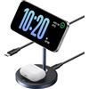UGREEN Zapix Caricatore Wireless MagSafe Compatibile con iPhone 17 16 15 14 13 12 e AirPods, 2 in 1 Supporto di Ricarica Magnetica con Angolo Regolabile, Ideale per la Modalità Riposo