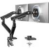 HUANUO Braccio Monitor Doppio per Schermi 13-32" (max 9 kg), FlowLift Pro Supporto Monitor, MechaSpring (Inclinabile/Girevole/Rotante), Montaggio VESA senza Attrezzi, base con Morsetto a C o Passacavo