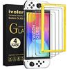 iVoler Set di 4 vetri temperati compatibili con Nintendo Switch OLED Modello 7 Pollici Modello 2021, con Kit di Installazione offerto, Pellicola di Protezione per Lo Schermo - 9H Glass - Anti graffio