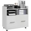 HOMCOM Mobile Porta Stampante con Ruote a Freno 76x40x75.5 cm Bianco