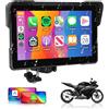 Rimoody Wireless Carplay Motorbike Navi Android Auto, 7 Pollici Touchscreen Autoradio Portatile per Moto, Wireless Carplay Display con Airplay/Android Cast/Dual Bluetooth/Navigazione/IP67 Impermeabile
