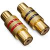 deleyCON 2 Pezzi Adattatore RCA Cinch Set - 1x Nero + 1x Rosso - Adattatore Audio Video - Femmina a Femmina - Connettore