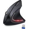 TECKNET Mouse Verticale, 4800 DPI Mouse Wireless Ergonomico, Protegge Il Braccio, Mice Senza Fili 6 Pulsanti per PC, Computer Portatile, Mac, Nero